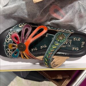 L'ATISTE Blue Multi Flats & Loafers